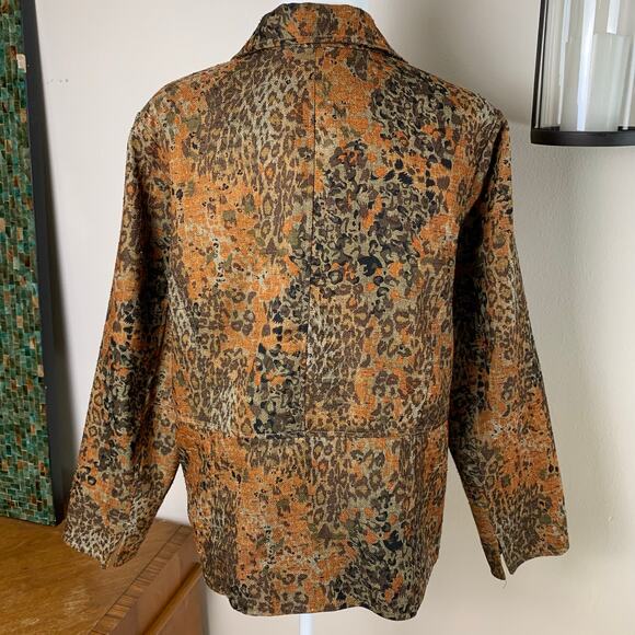 Vintage Coldwater Creek Size 18W Leopard Blazer Jacket Tapestry Fall Colors - Picture 9 of 11